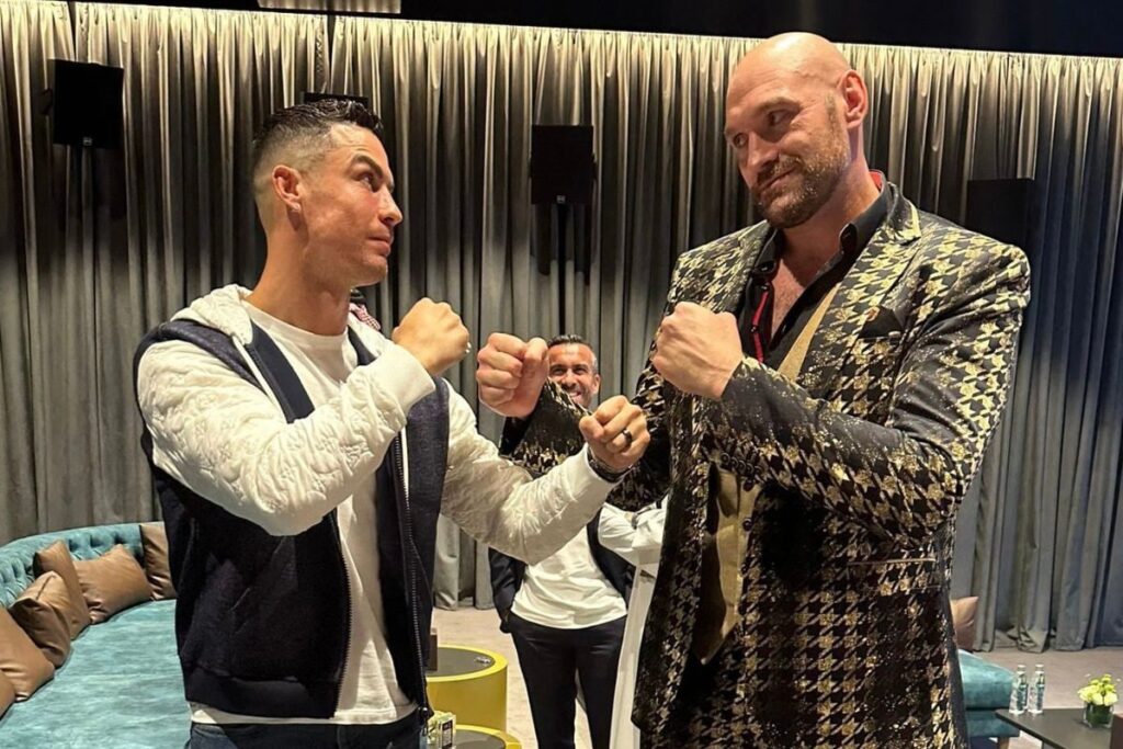 WATCH: Cristiano Ronaldo’s Playful Punch On Tyson Fury In Riyadh