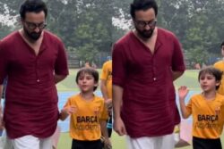 Saif Ali Khan Cheers for Son Taimur During Football Practice at Mumbai Academy; Watch