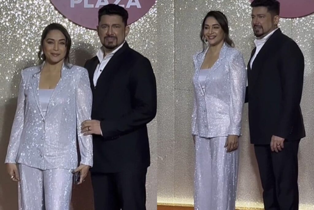 Madhuri Dixit Looks Vision In Shimmer Outfit, Attends Jio World Plaza Launch With Husband; Watch