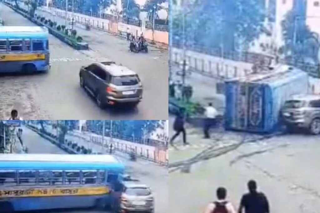 Watch: Video of Bus Ramming Into Ford Endeavour in Kolkata Goes Viral