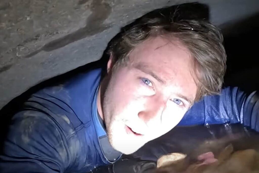 Spine-Chilling Video Shows Man Stuck Between Walls Of Extremely Narrow Cave
