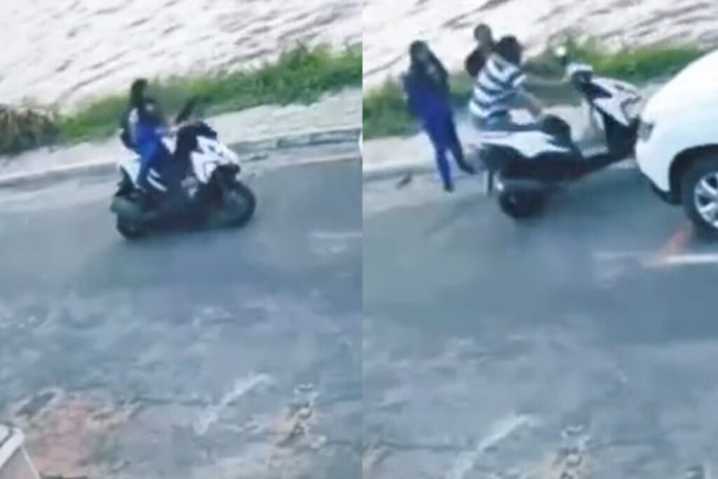 Man Trying To Help Women With Scooter Takes It With Him In The Lake