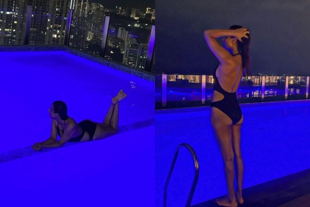 Sexy! Nia Sharma Sets Temperature Soaring As She Enjoys In a Pool In a Black Hot Cut-Out Swimsuit