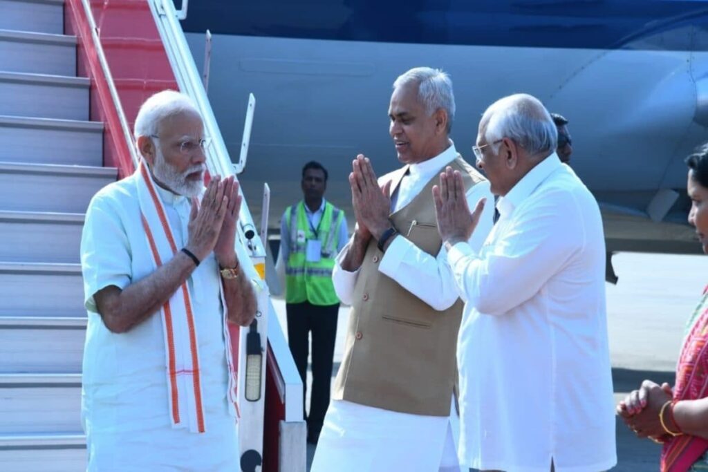 PM Modi Lands in Poll-bound Gujarat For Two-Day Visit to Inaugurate Developmental Projects