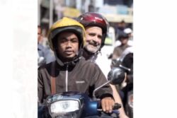 Rahul Gandhi Rides Pillion on Scooter Taxi in Mizoram's Aizawl, Hails Traffic Discipline