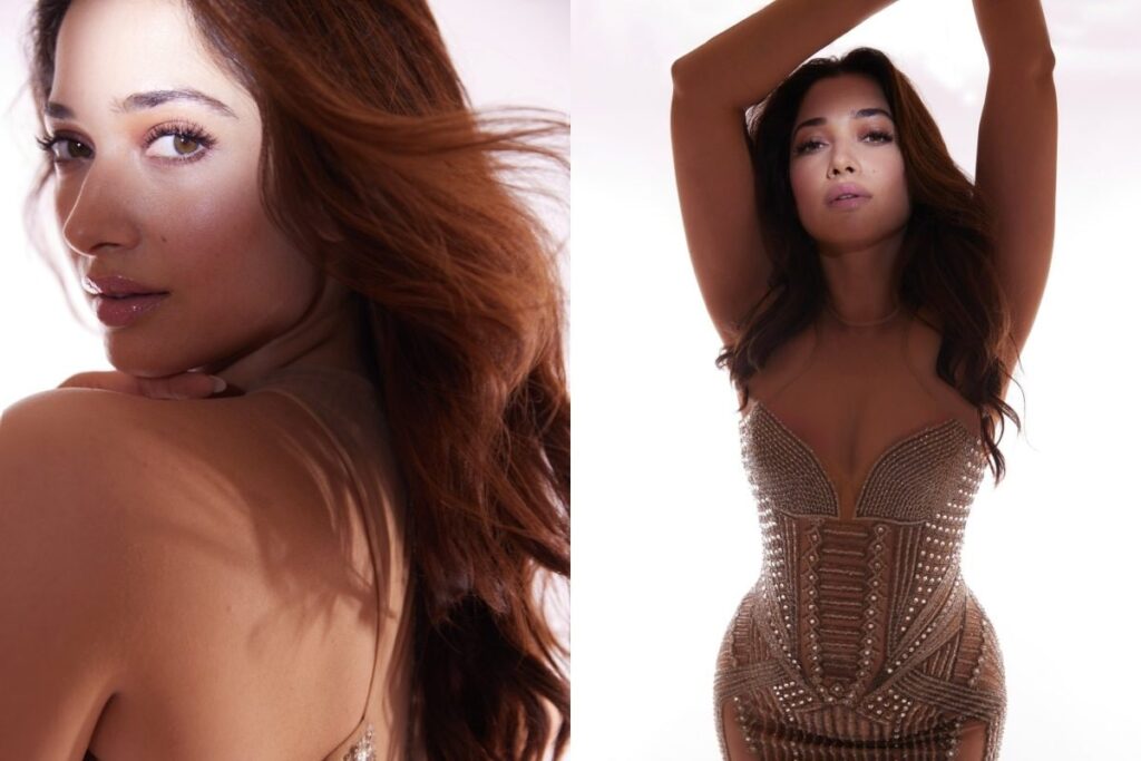 Sexy! Tamannaah Bhatia Raises Temperature In  Shimmery Outfit With A Plunging Neckline