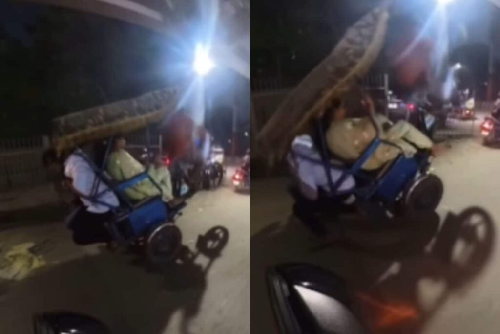 'Heavy Driver': Delhi E-rickshaw Turns Over Due to Overloaded Passengers in Viral Video