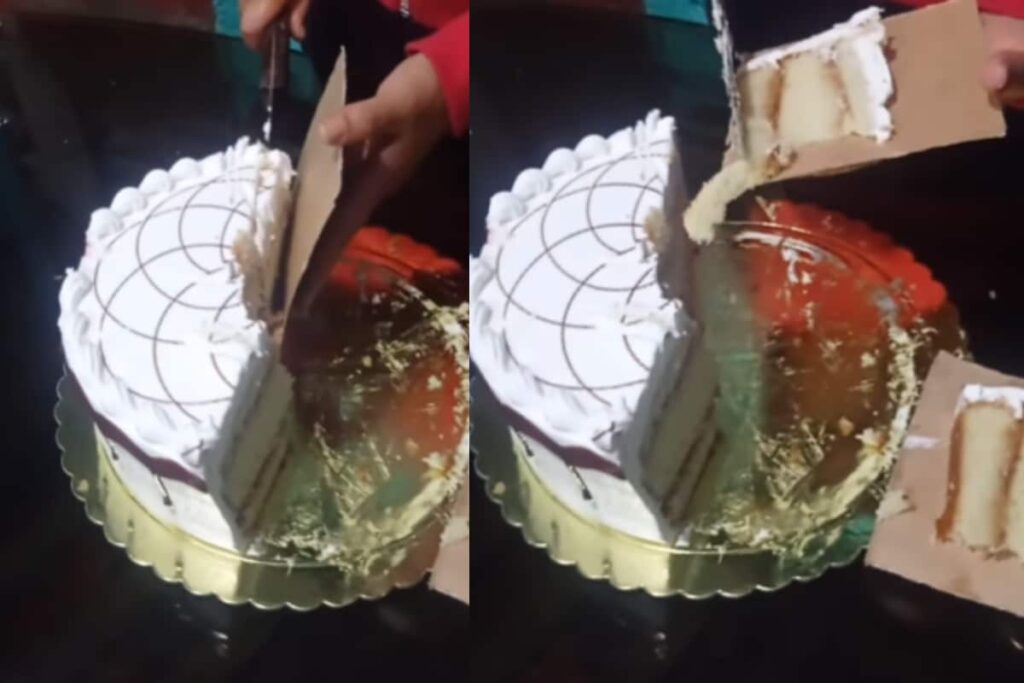 Video Of Man Cutting Birthday Cake Into Thin Slices Is Too Hilarious To Miss