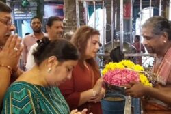 Mohanlal's Wife Suchitra Visits Puducherry's Sri Dharbaranyeswara Swamy Devasthanam