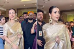 Watch: Malaika Arora Exudes Elegance In Golden Saree, Gets Mobbed By Female Fans