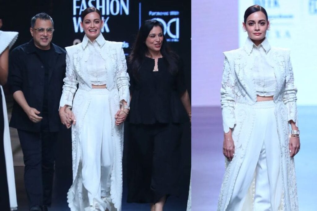 Lakme Fashion Week X FDCI: Dia Mirza Looks Ethereal in White as She Walks for Designers Pankaj and Nidhi