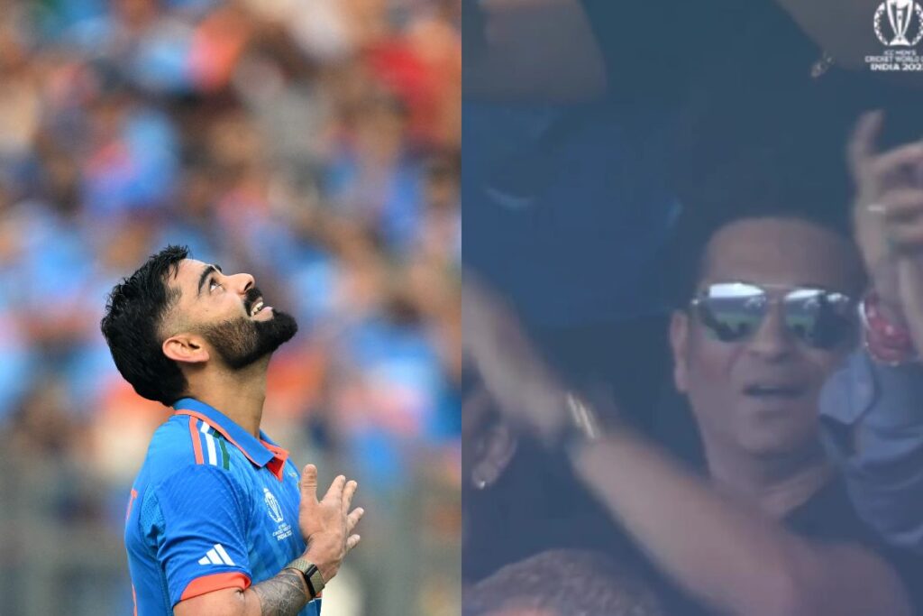 Watch: Virat Kohli Bows Down to Sachin Tendulkar After Hitting 50th ODI Ton, Master Blaster Gives Standing Ovation