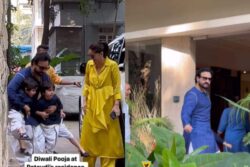 Saif Ali Khan, Taimur And Jeh Sport Dhoti-Kurta As They Step Out For Diwali Puja With Kareena Kapoor, Watch