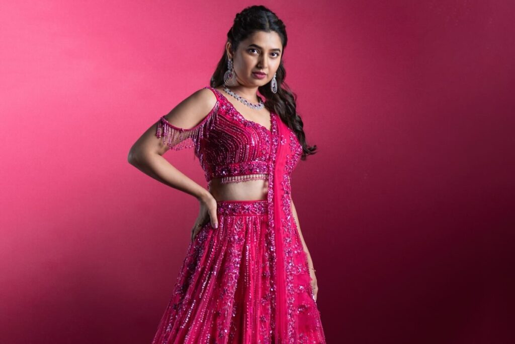 Prajakta Mali Looks Divine In A Dark Pink Lehenga, It Weighs…