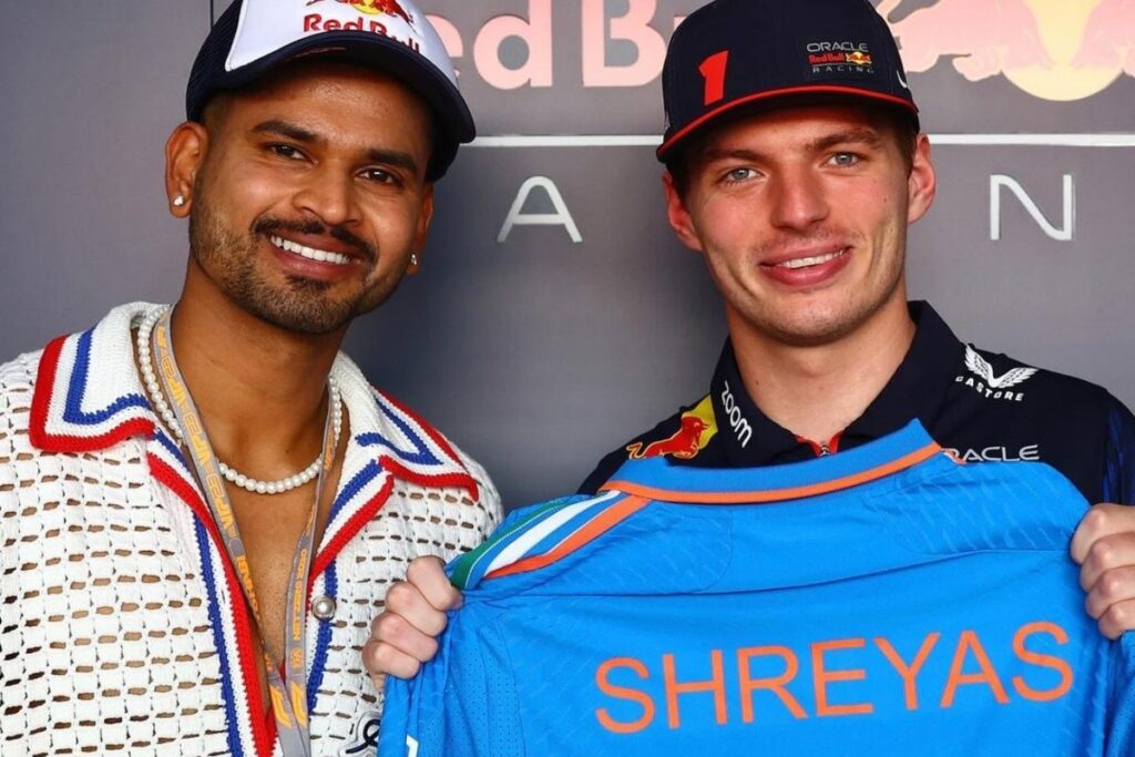Shreyas Iyer Gifts Indian Team Jersey To Reigning F1 World Champion Max Verstappen