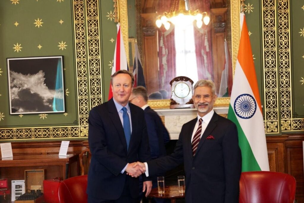 Jaishankar Meets Newly-appointed UK Foreign Secretary Cameron; Congratulates Him on His Appointment