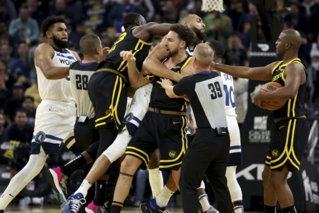 NBA: Heated Brawls And Ejections Galore As Timberwolves Put Away Golden State Warriors In 104-101 Win