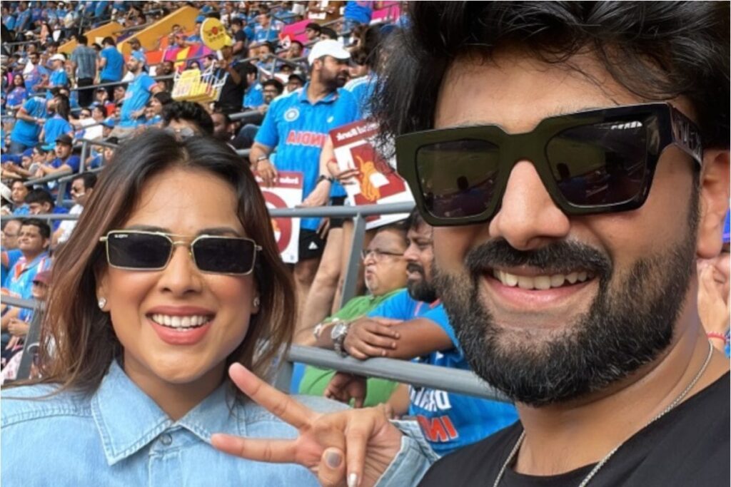 Nia Sharma Opts For Denim Crop Shirt Top, Shares Glimpse From IND vs NZ Match; See Pic