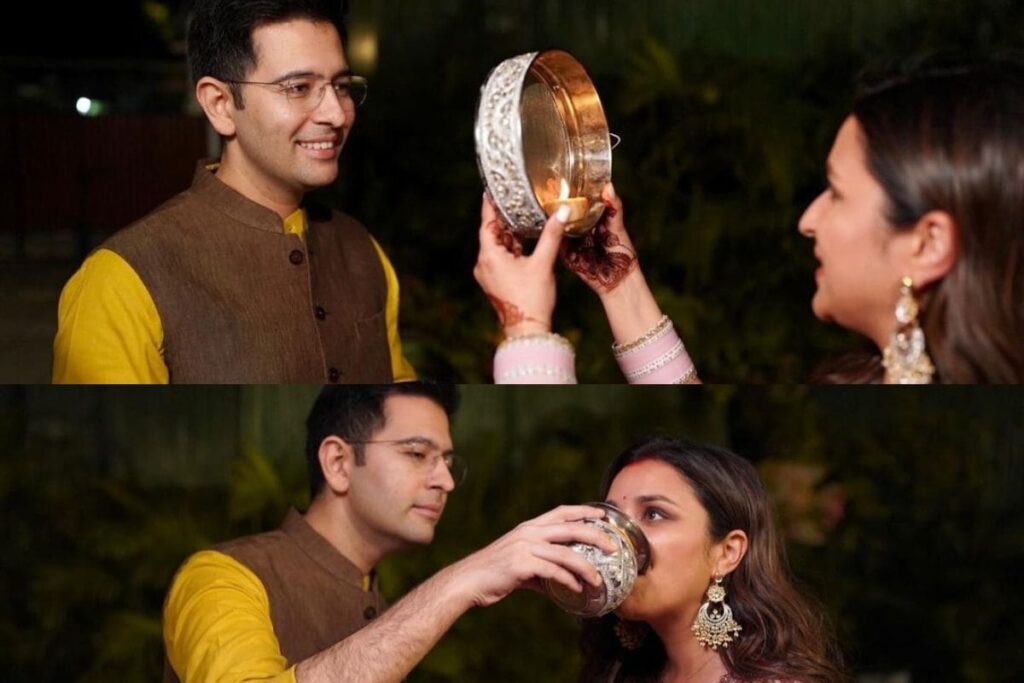 Parineeti Chopra Holds Raghav Chadha Close, Calls Him 'My Love' In First Karwa Chauth Pictures