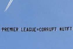 Protest Banners Calling Out Corruption In Premier League Flown Over Etihad During Manchester City vs Liverpool