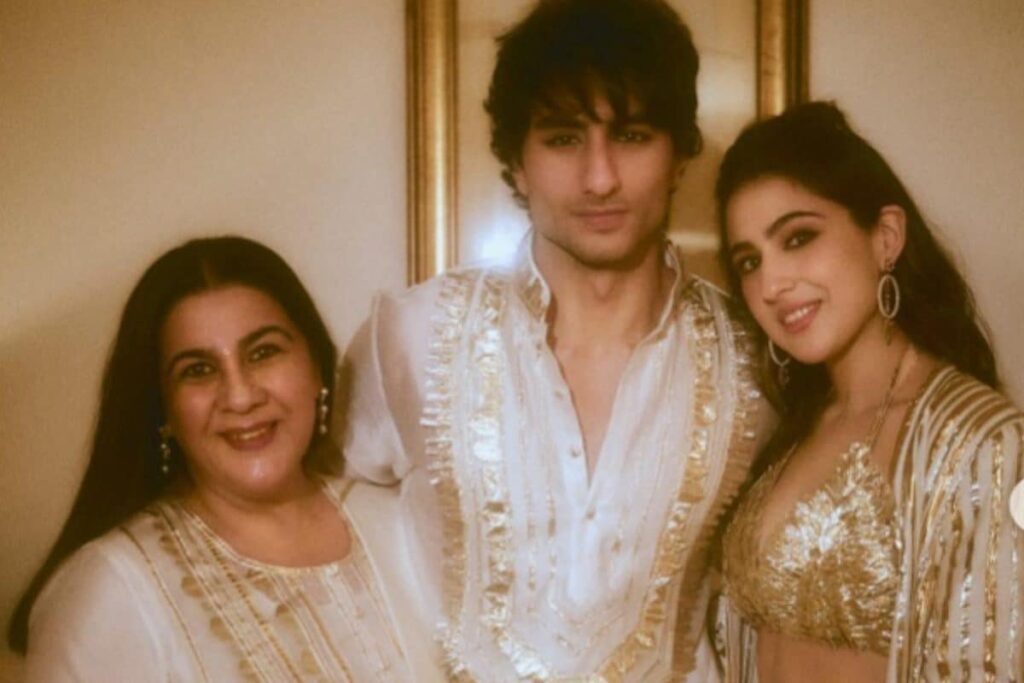 Sara Ali Khan Shares Pics With Mom Amrita Singh, Brother Ibrahim From Her Diwali Bash; See Here