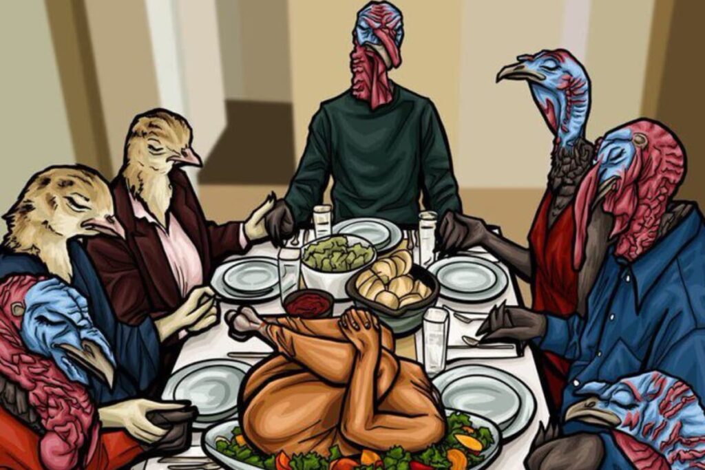 Trending: PETA's Thanksgiving Artwork Shows Turkeys As Humans