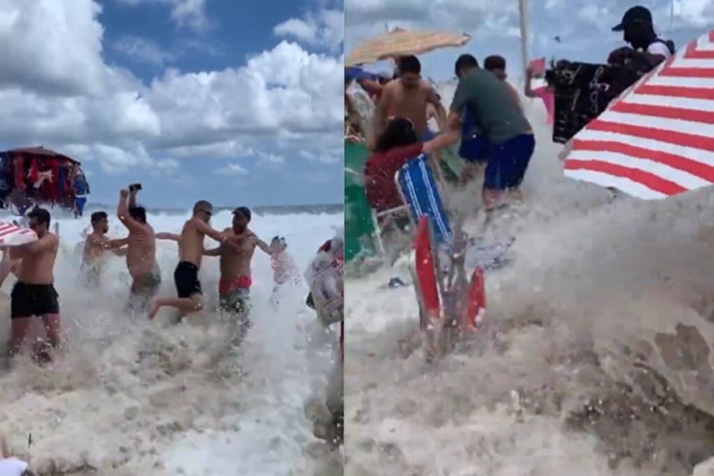 This Video Of Massive Freak Wave Disrupting Beachgoers In Brazil Is Frightening