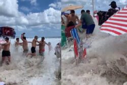 This Video Of Massive Freak Wave Disrupting Beachgoers In Brazil Is Frightening