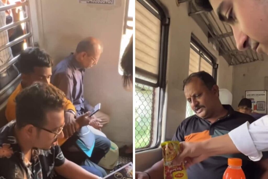 Watch: Men Set Up Table, Serve 'Tempting' Food Inside Mumbai Local
