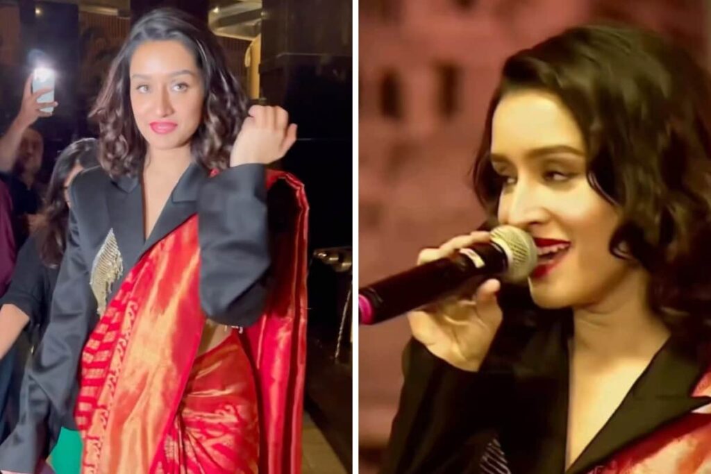 Shraddha Kapoor Gives A Spin To Her Red Saree With A Modern Twist