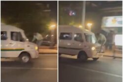 Delhi Road Rage: Man Hit by Minibus, Gets Carried on Bonnet For Several Metres; No One Injured | WATCH