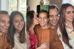 Hema Malini Kisses Dharmendra On His Birthday; Celebrates It With Daughters Esha Deol, Ahana Deol