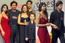 Shah Rukh Khan Wears The Archies T-Shirt To Suhana Khan’s Film Premiere; Aryan, Gauri Join Him | Video