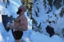 Naked Man's Viking-Inspired Leap Into Frozen Pond Viral