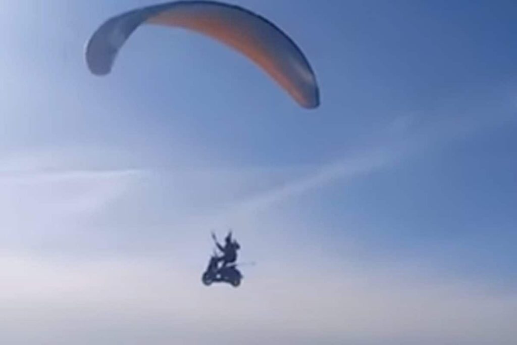 Paragliding On E-Scooter? Punjab Man Achieves Groundbreaking Feat