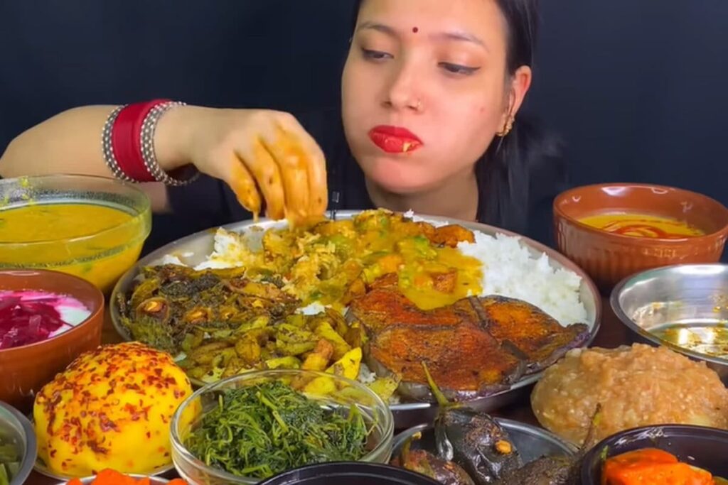 Video Of Woman Finishing Up Veg Thali All By Herself Is Trending And We Don’t Know Why