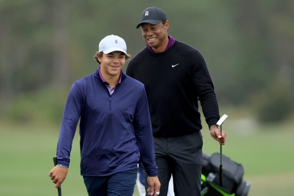 Tiger Woods Makes Pro-am Walk Ahead of Title Hunt With Son Charlie