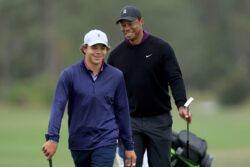 Tiger Woods Makes Pro-am Walk Ahead of Title Hunt With Son Charlie