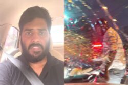 Bengaluru Road Rage: Abusive Biker Breaks Car's Windshield Amid Traffic, Horrifying Clip Goes Viral