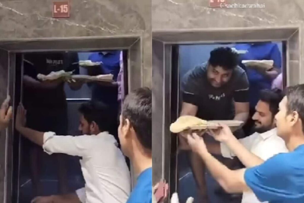 'Hold My Chole Bhature': Noida Men Get Stuck in Lift with Plates in Their Hands, Internet Bemused