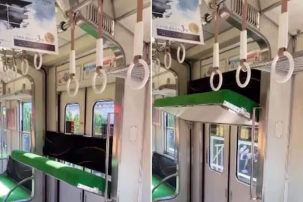 Watch: Japanese Train With Ceiling Seats To Create More Room During Peak Hours