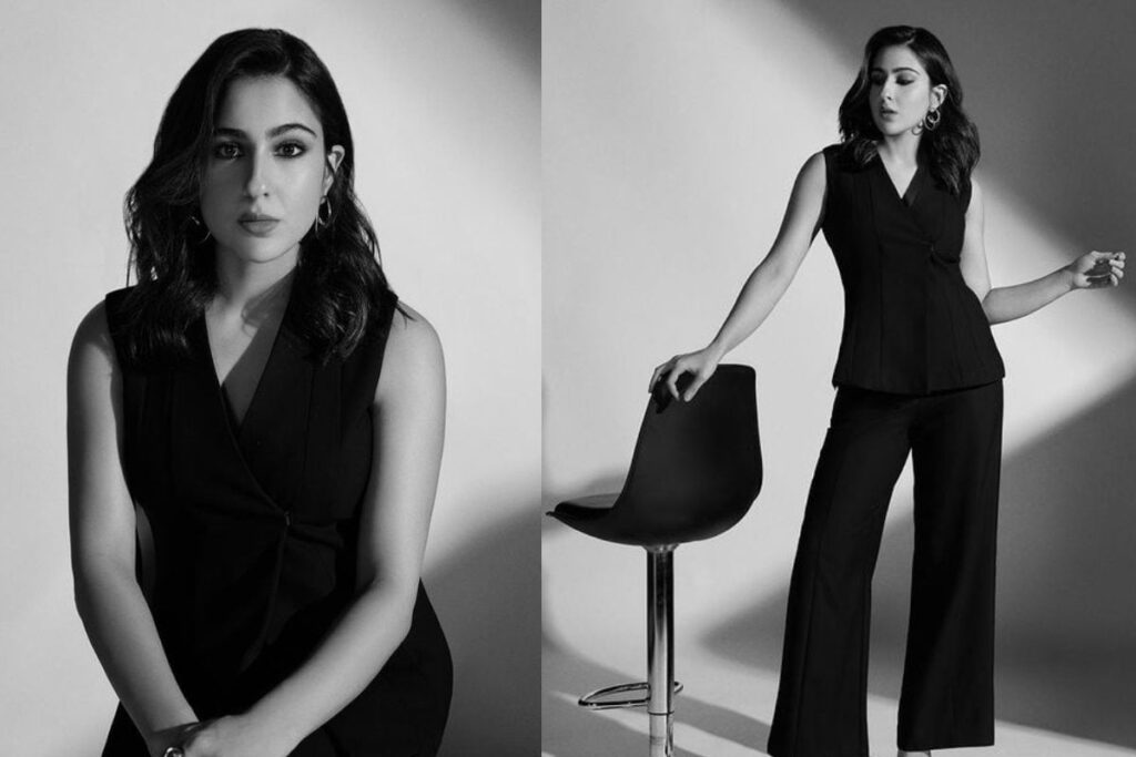 Sara Ali Khan Channels Timeless Elegance In A Black Minimalist Waistcoat Set; See Photos