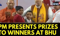 PM Modi Varanasi Visit | PM Modi On Stage, Presents Prizes To Winners At BHU | BJP News | News18