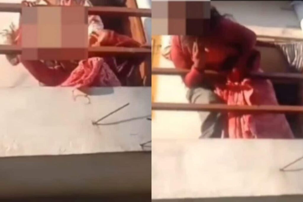 Woman Cheers As Her Husband Beats 1st Wife With Brick In Indore, Tries To Throw Her Off Balcony; Disturbing Video Surfaces