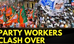Arvind Kejriwal News | BJP And Aam Aadmi Party Workers Clash Over Delhi CM Arvind Kejriwal's Arrest