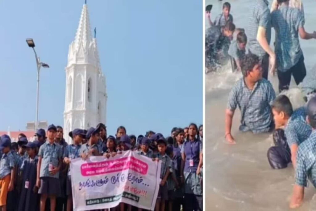 In Thanjavur, Visually Impaired School Students Enjoy The Beach For The First Time