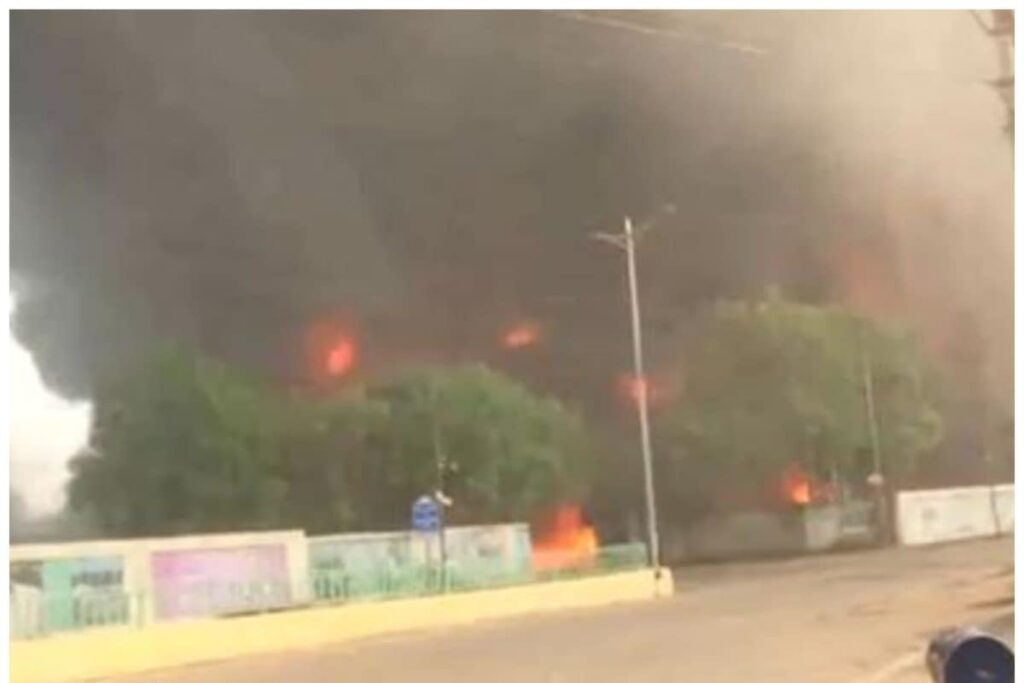 Panic Grips As Massive Fire Breaks Out At Fire Distribution Company in Raipur's Kota