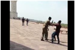Tourist Slapped, Pushed By Security Personnel Over Filming Reel Within Taj Mahal Premises | On Cam