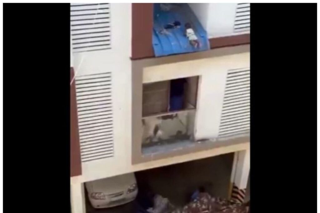 Caught On Cam | Infant Falls From 4th Floor, Gets Stuck On Tin Roof Of Chennai Apartment, Rescued By Residents