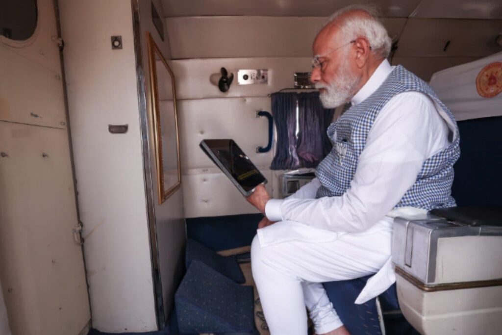 ‘Emotional Moment For Me’: PM Modi Watches Ram Lalla’s Surya Tilak Mid-Air After Assam Rally